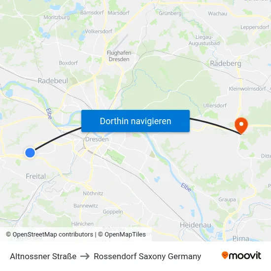Altnossner Straße to Rossendorf Saxony Germany map