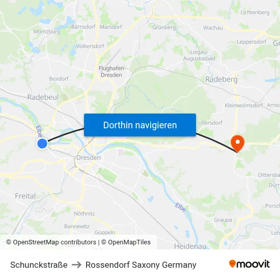 Schunckstraße to Rossendorf Saxony Germany map