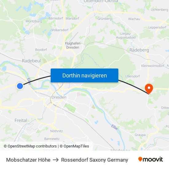 Mobschatzer Höhe to Rossendorf Saxony Germany map