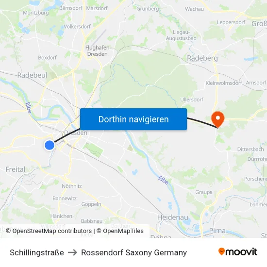 Schillingstraße to Rossendorf Saxony Germany map