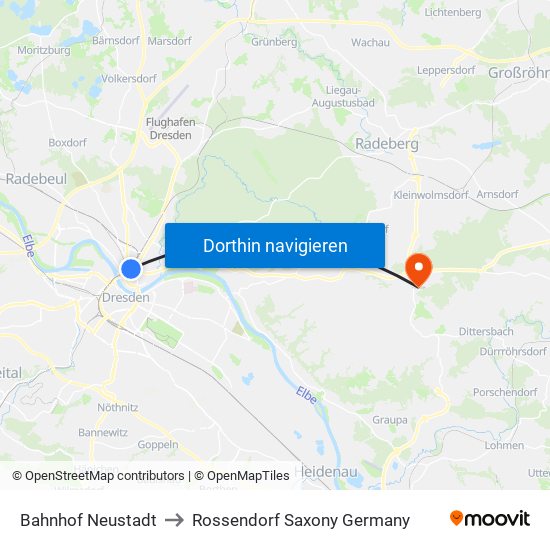 Bahnhof Neustadt to Rossendorf Saxony Germany map