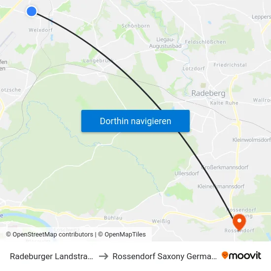Radeburger Landstraße to Rossendorf Saxony Germany map