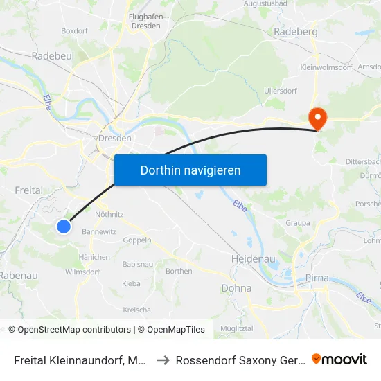 Freital Kleinnaundorf, Meßweg to Rossendorf Saxony Germany map