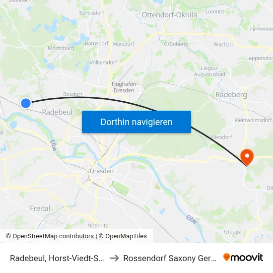 Radebeul, Horst-Viedt-Straße to Rossendorf Saxony Germany map