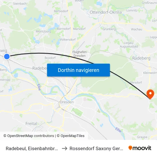 Radebeul, Eisenbahnbrücke to Rossendorf Saxony Germany map