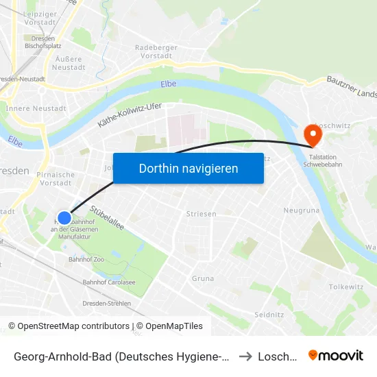 Georg-Arnhold-Bad (Deutsches Hygiene-Museum) to Loschwitz map