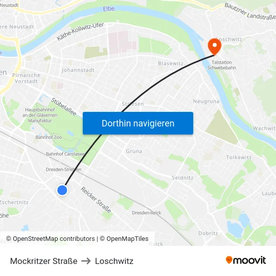Mockritzer Straße to Loschwitz map