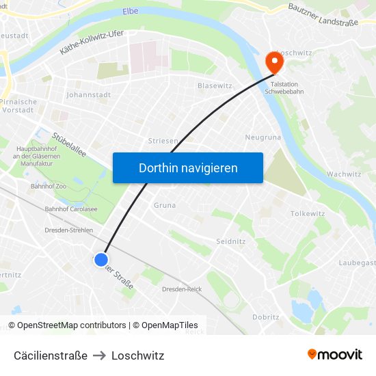 Cäcilienstraße to Loschwitz map