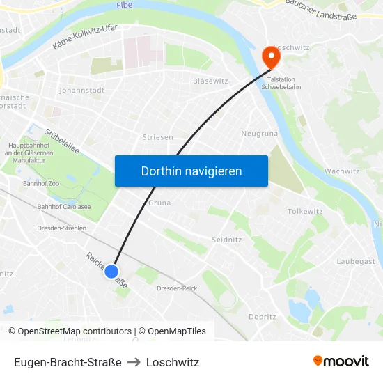 Eugen-Bracht-Straße to Loschwitz map