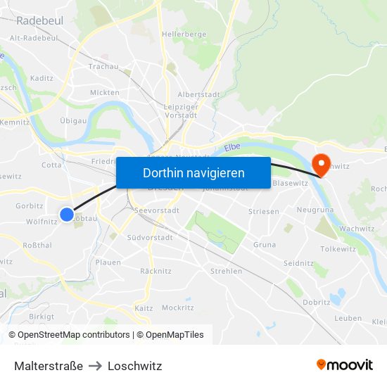 Malterstraße to Loschwitz map