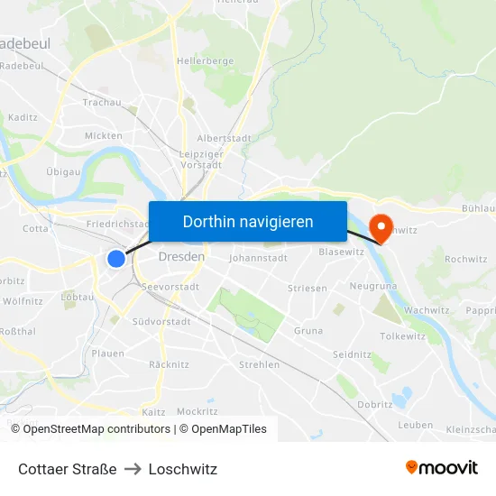 Cottaer Straße to Loschwitz map