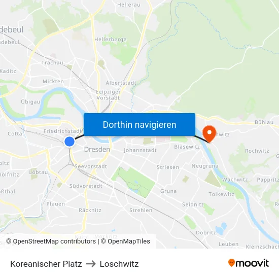 Koreanischer Platz to Loschwitz map