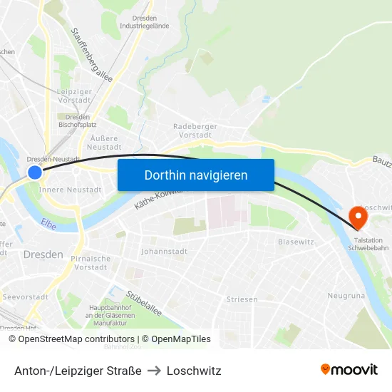 Anton-/Leipziger Straße to Loschwitz map