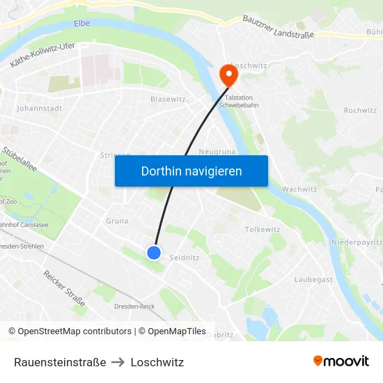 Rauensteinstraße to Loschwitz map