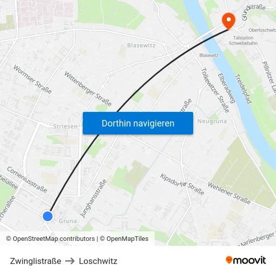 Zwinglistraße to Loschwitz map