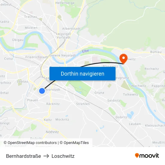 Bernhardstraße to Loschwitz map