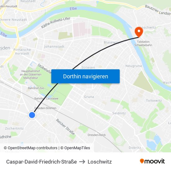 Caspar-David-Friedrich-Straße to Loschwitz map