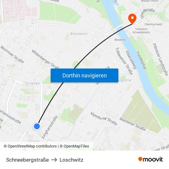 Schneebergstraße to Loschwitz map