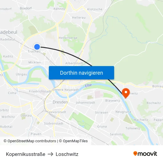 Kopernikusstraße to Loschwitz map