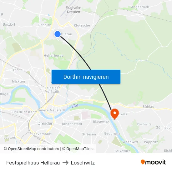 Festspielhaus Hellerau to Loschwitz map