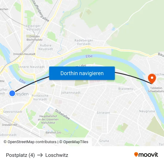 Postplatz (4) to Loschwitz map