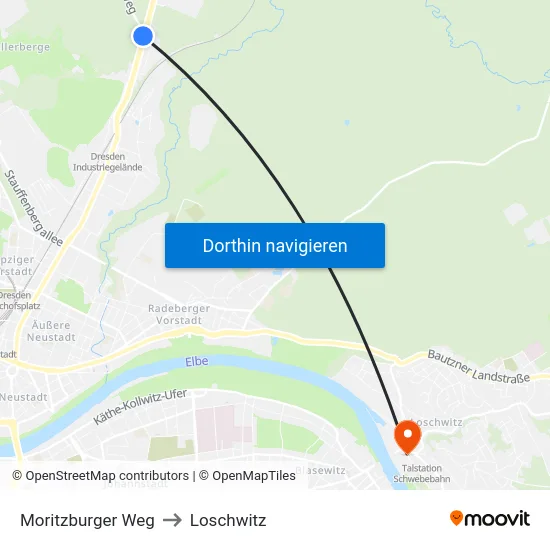 Moritzburger Weg to Loschwitz map