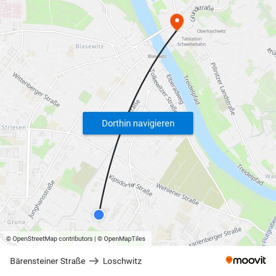 Bärensteiner Straße to Loschwitz map