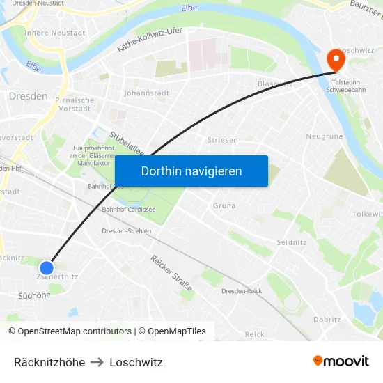 Räcknitzhöhe to Loschwitz map