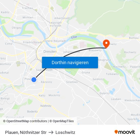 Plauen, Nöthnitzer Str to Loschwitz map