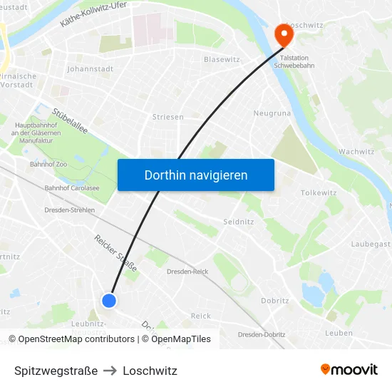 Spitzwegstraße to Loschwitz map