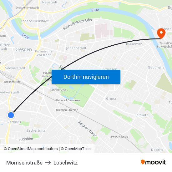 Momsenstraße to Loschwitz map