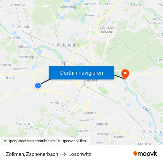 Zöllmen, Zschonerbach to Loschwitz map