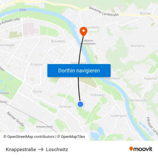 Knappestraße to Loschwitz map