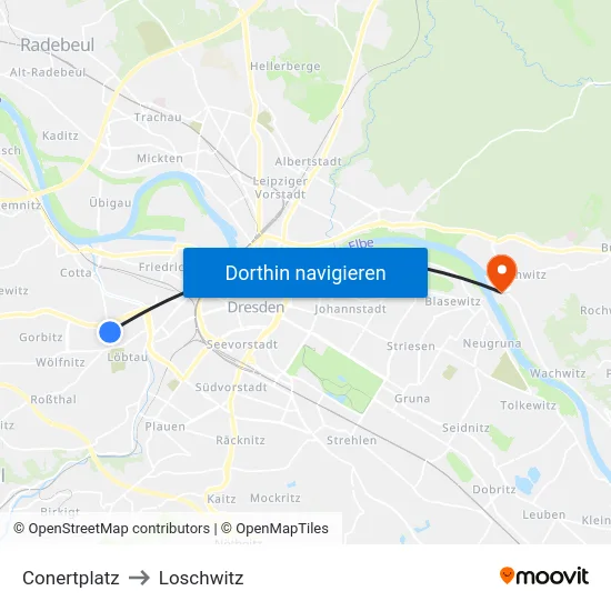 Conertplatz to Loschwitz map