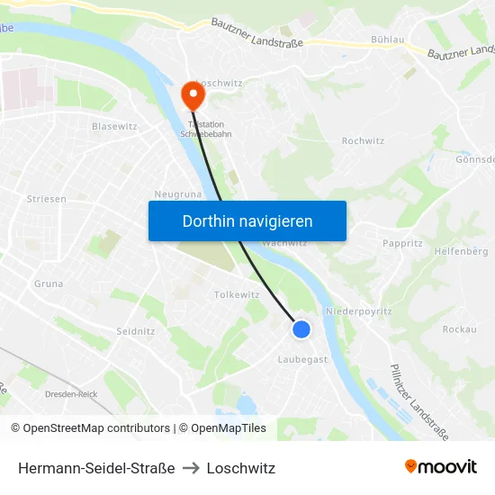 Hermann-Seidel-Straße to Loschwitz map
