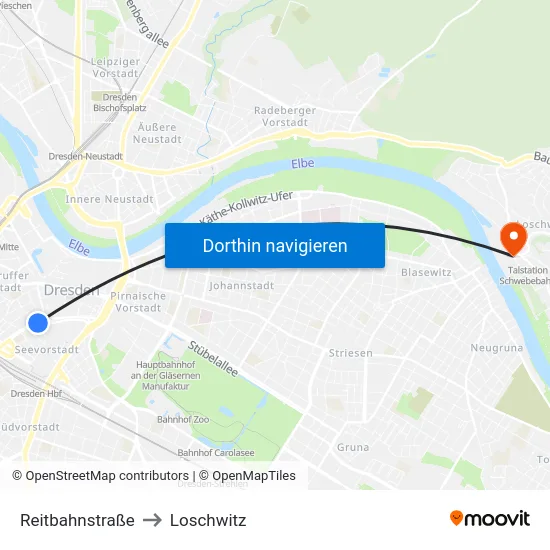 Reitbahnstraße to Loschwitz map