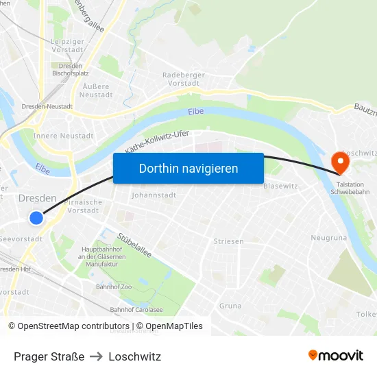 Prager Straße to Loschwitz map