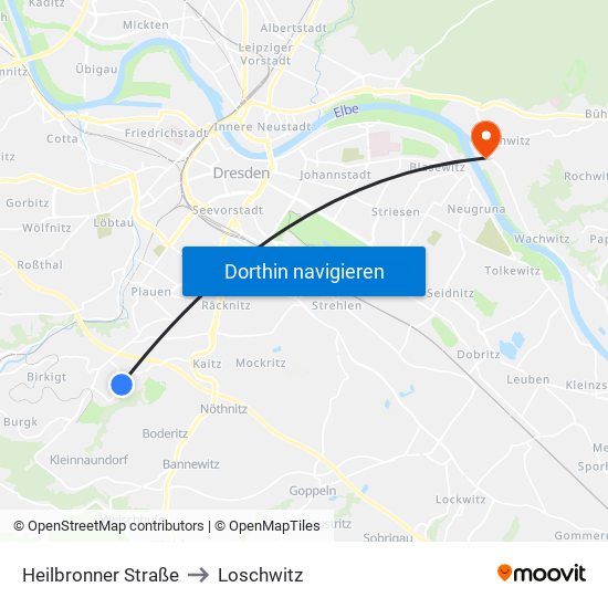 Heilbronner Straße to Loschwitz map