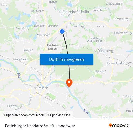 Radeburger Landstraße to Loschwitz map