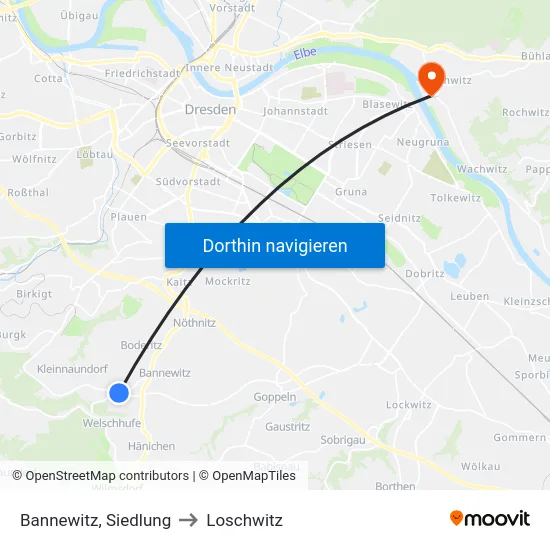 Bannewitz, Siedlung to Loschwitz map