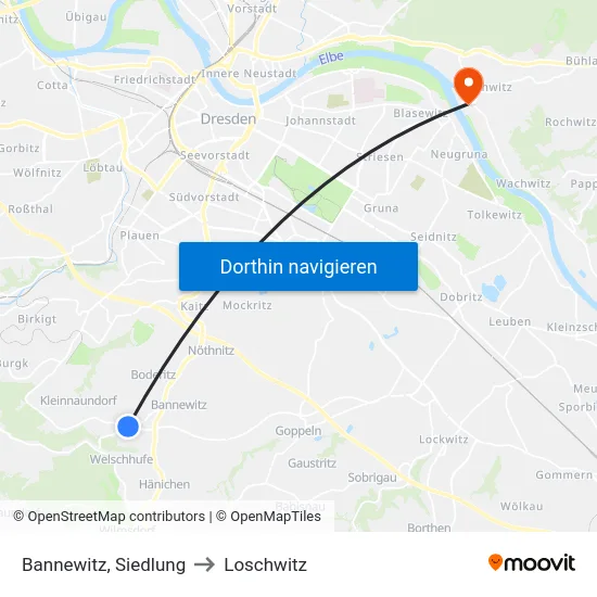 Bannewitz, Siedlung to Loschwitz map
