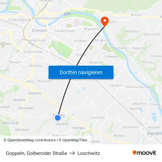 Goppeln, Golberoder Straße to Loschwitz map