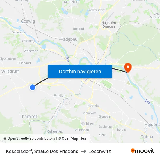 Kesselsdorf, Straße Des Friedens to Loschwitz map