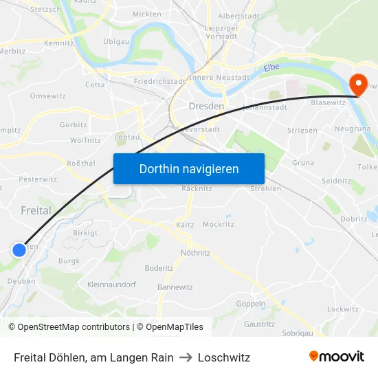 Freital Döhlen, am Langen Rain to Loschwitz map