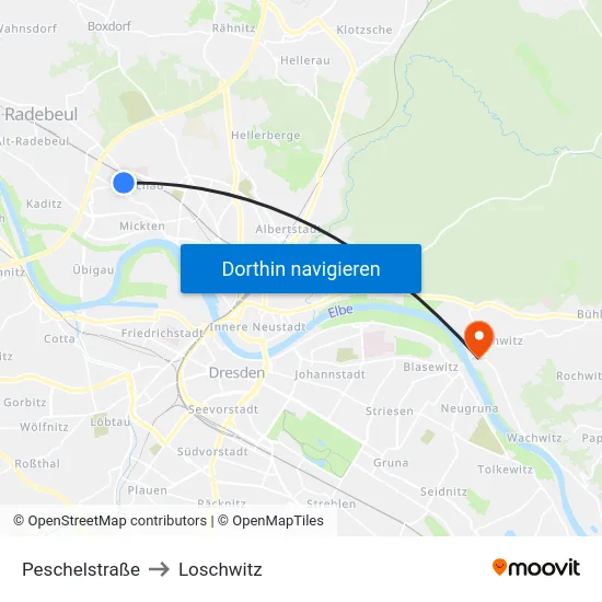 Peschelstraße to Loschwitz map