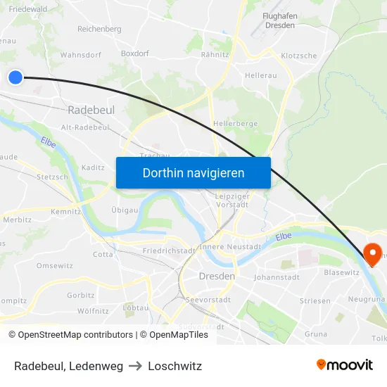 Radebeul, Ledenweg to Loschwitz map