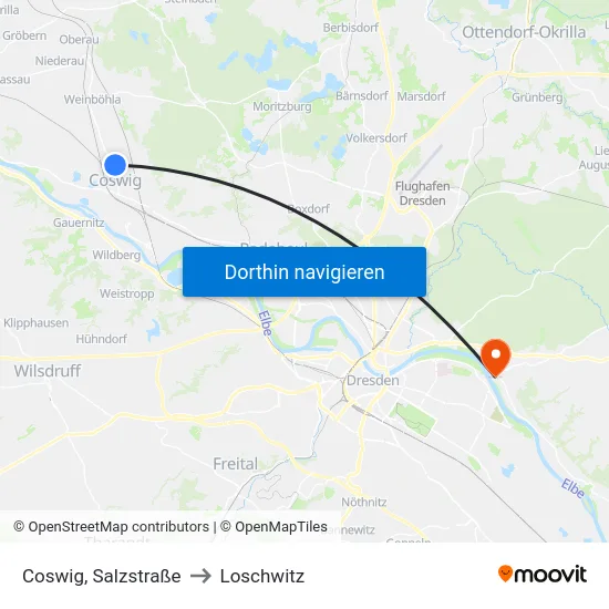 Coswig, Salzstraße to Loschwitz map