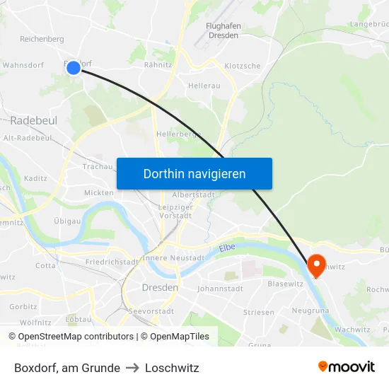 Boxdorf, am Grunde to Loschwitz map