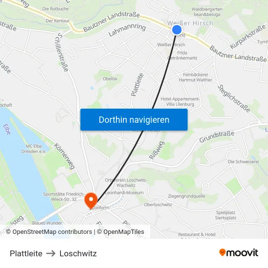 Plattleite to Loschwitz map