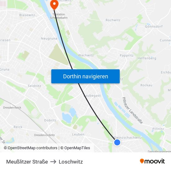 Meußlitzer Straße to Loschwitz map